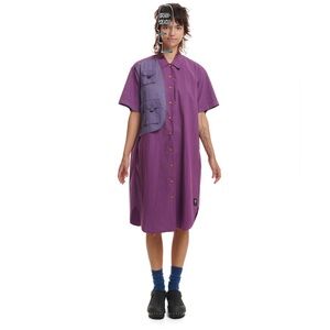 NWT Braindead purple NYLON UTILITY SHIRT DRESS - small